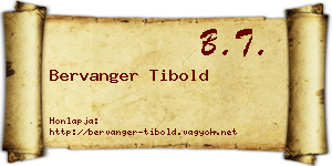 Bervanger Tibold névjegykártya